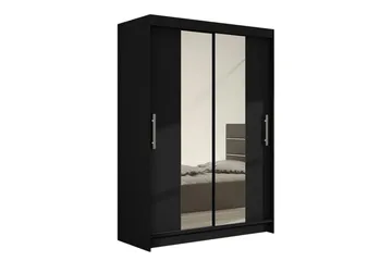 Estella Garderob 120 cm Skjutdörrar Smal Spegel - Svart/Spegel - Förvaring - Garderober & garderobssystem