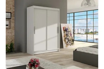 Estella Garderob 120 cm Skjutdörrar - Vit - Förvaring - Garderober & garderobssystem