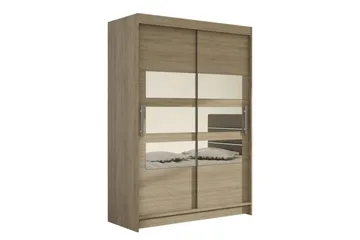 Estella Garderob Skjutdörrar Delad Spegel - Ek - Förvaring - Garderober & garderobssystem