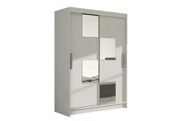 Estella Garderob Skjutdörrar Fyrkantig Spegel - Vit - Förvaring - Garderober & garderobssystem