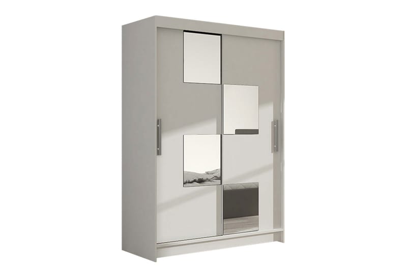 Estella Garderob Skjutdörrar Fyrkantig Spegel - Vit - Förvaring - Garderober & garderobssystem