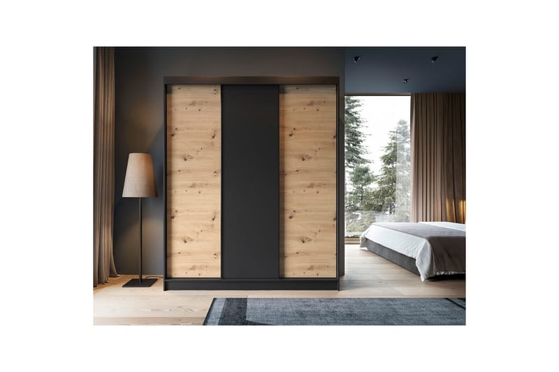 Esville Garderob 120x220 cm - Brun - Förvaring - Garderober & garderobssystem