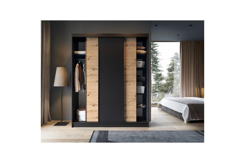 Esville Garderob 120x220 cm - Brun - Förvaring - Garderober & garderobssystem