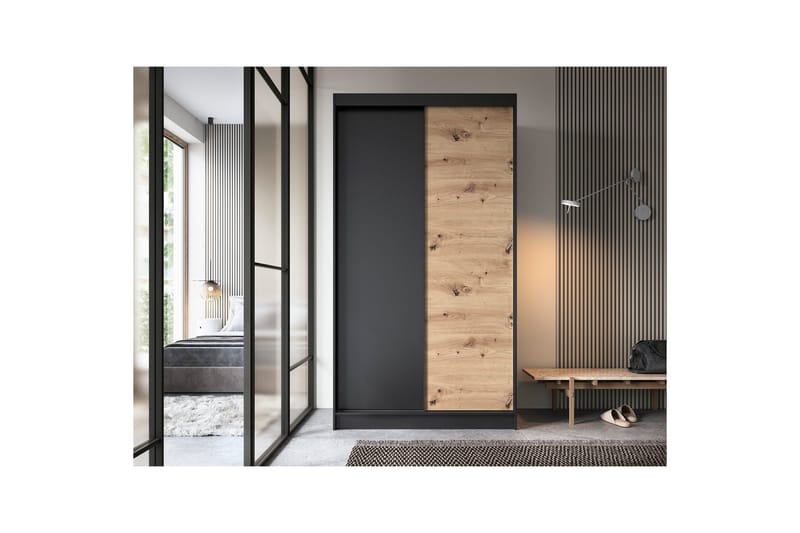 Esville Garderob 120x220 cm - Brun - Förvaring - Garderober & garderobssystem