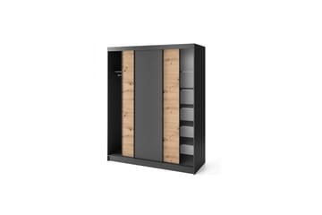 Esville Garderob 120x220 cm i Trä med Metallstativ - Mörkgrå - Förvaring - Garderober & garderobssystem