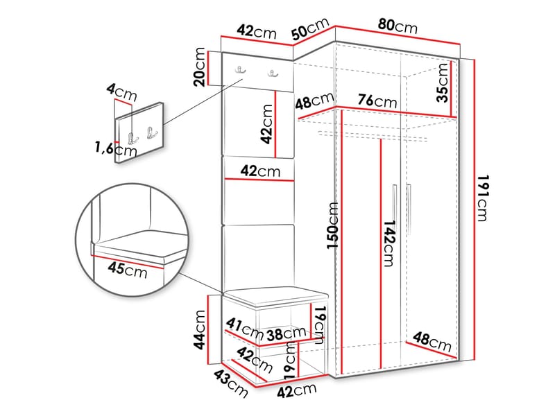 Farosa Hallmöbelset 122x191 cm - Valnöt + Manila 26 - Förvaring - Garderober & garderobssystem - Garderobsskåp
