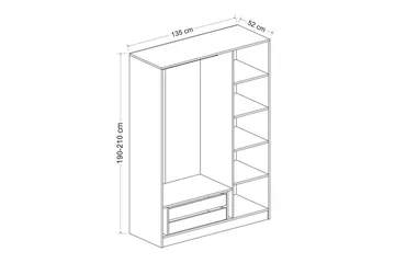 Fruitland Garderob 135 cm - Ek - Förvaring - Garderober & garderobssystem
