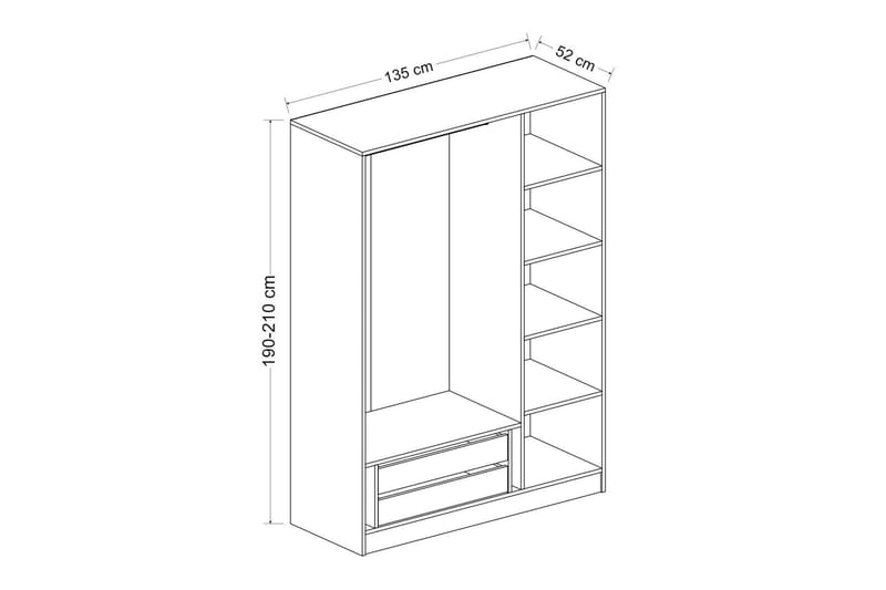 Fruitland Garderob 135 cm - Ek - Förvaring - Garderober & garderobssystem
