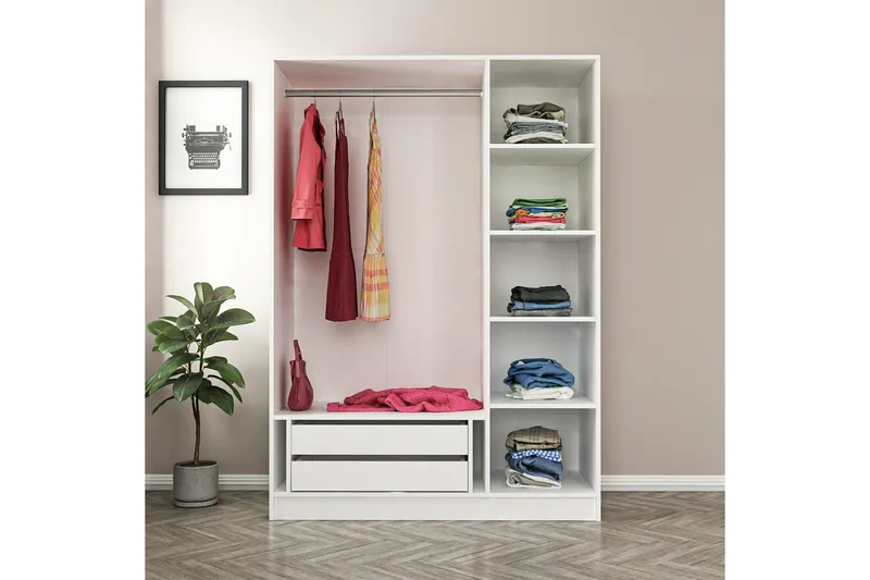 Fruitland Garderob 135 cm - Vit - Förvaring - Garderober & garderobssystem