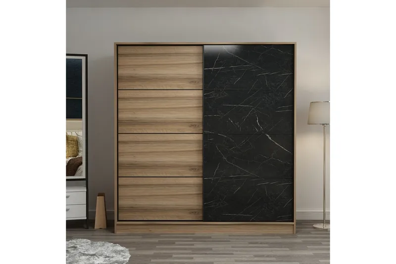 Fruitland Garderob 180 cm, Brun/Svart