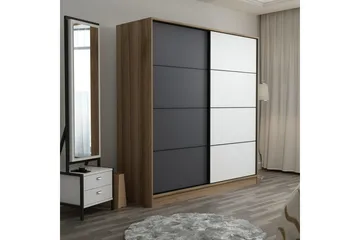 Fruitland Garderob 220 cm - Ek/Grå/Vit - Förvaring - Garderober & garderobssystem