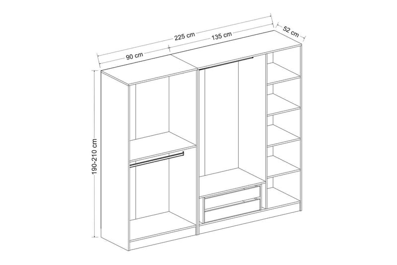 Fruitland Garderob 225 cm - Brun - Förvaring - Garderober & garderobssystem