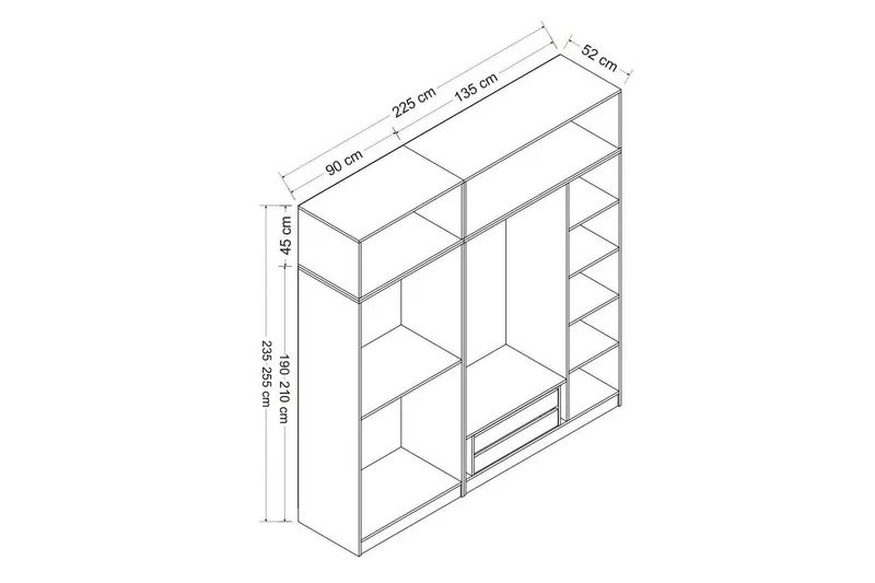 Fruitland Garderob 225 cm - Vit - Förvaring - Garderober & garderobssystem