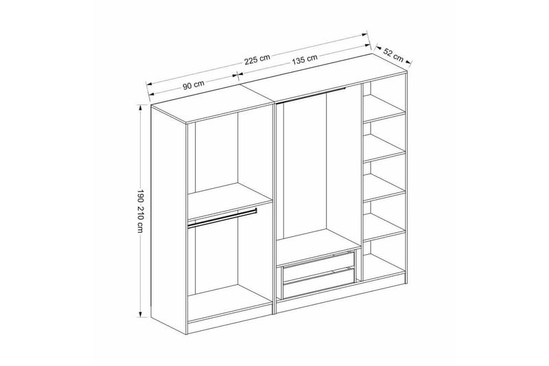 Fruitland Garderob 225 cm - Vit - Förvaring - Garderober & garderobssystem