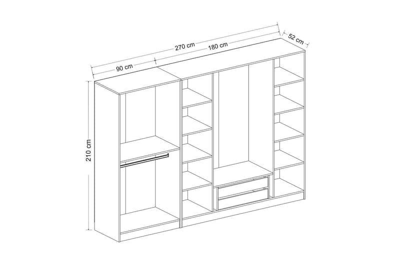 Fruitland Garderob 270 cm - Antracit - Förvaring - Garderober & garderobssystem