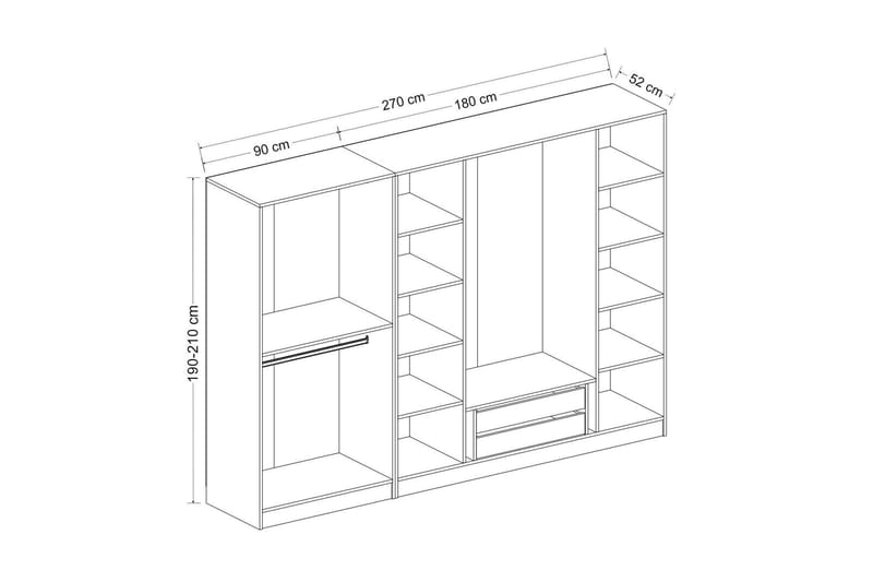 Fruitland Garderob 270 cm - Brun - Förvaring - Garderober & garderobssystem