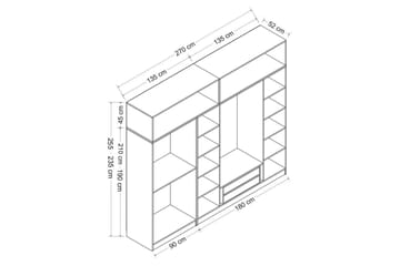 Fruitland Garderob 270 cm - Grå/Vit - Förvaring - Garderober & garderobssystem