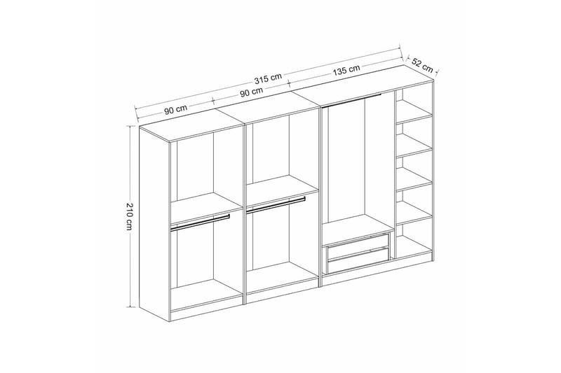 Fruitland Garderob 315 cm - Antracit - Förvaring - Garderober & garderobssystem
