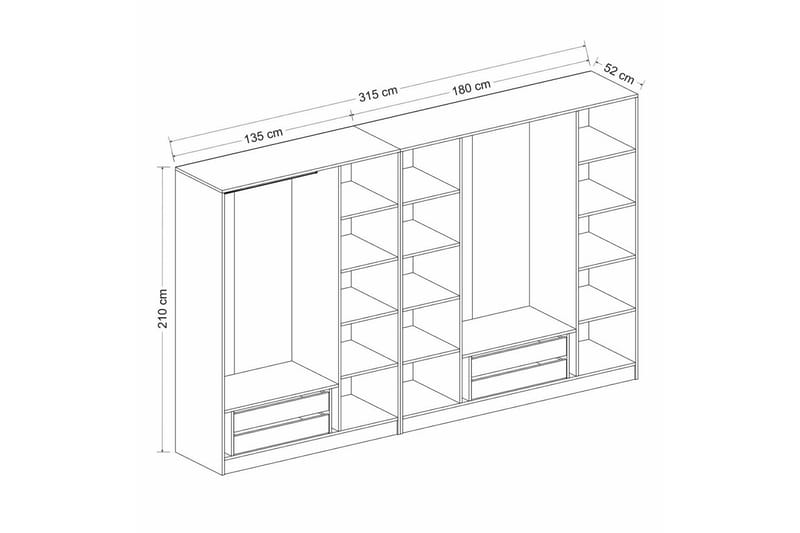 Fruitland Garderob 315 cm - Antracit - Förvaring - Garderober & garderobssystem