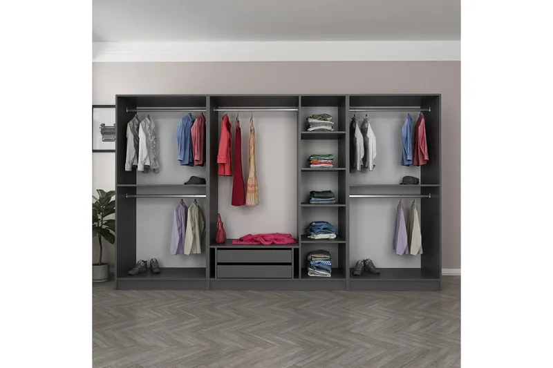 Fruitland Garderob 315 cm - Antracit - Förvaring - Garderober & garderobssystem