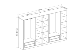 Fruitland Garderob 315 cm - Ek - Förvaring - Garderober & garderobssystem