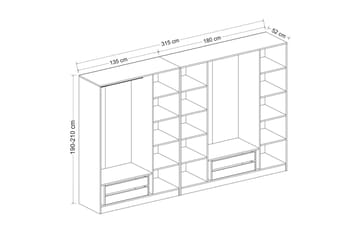 Fruitland Garderob 315 cm - Ek - Förvaring - Garderober & garderobssystem
