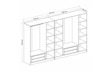 Fruitland Garderob 315 cm - Vit - Förvaring - Garderober & garderobssystem