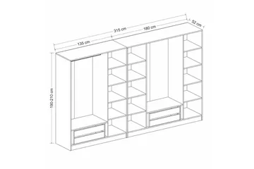 Fruitland Garderob 315 cm - Vit - Förvaring - Garderober & garderobssystem
