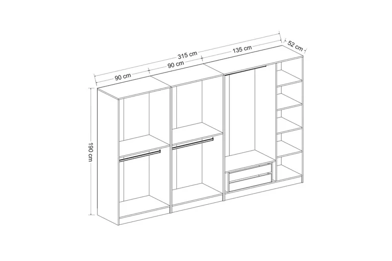 Fruitland Garderob 315 cm - Vit - Förvaring - Garderober & garderobssystem