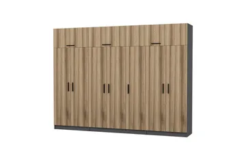 Fruitland Garderob 315x235 cm - Valnöt/Antracit - Förvaring - Garderober & garderobssystem