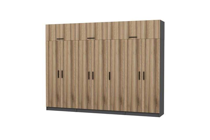 Fruitland Garderob 315x235 cm - Valnöt/Antracit - Förvaring - Garderober & garderobssystem