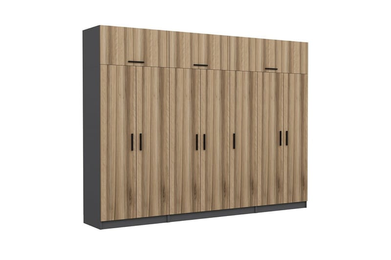 Fruitland Garderob 315x235 cm - Valnöt/Antracit - Förvaring - Garderober & garderobssystem