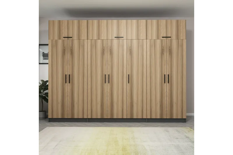 Fruitland Garderob 315x235 cm - Valnöt/Antracit - Förvaring - Garderober & garderobssystem