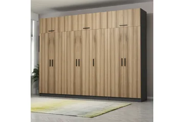 Fruitland Garderob 315x235 cm - Valnöt/Antracit - Förvaring - Garderober & garderobssystem