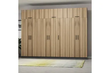 Fruitland Garderob 315x235 cm - Valnöt/Antracit - Förvaring - Garderober & garderobssystem