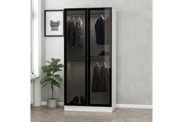 Fruitland Garderob 90 cm i Trä med Glasdörr - Svart|Vit - Förvaring - Garderober & garderobssystem