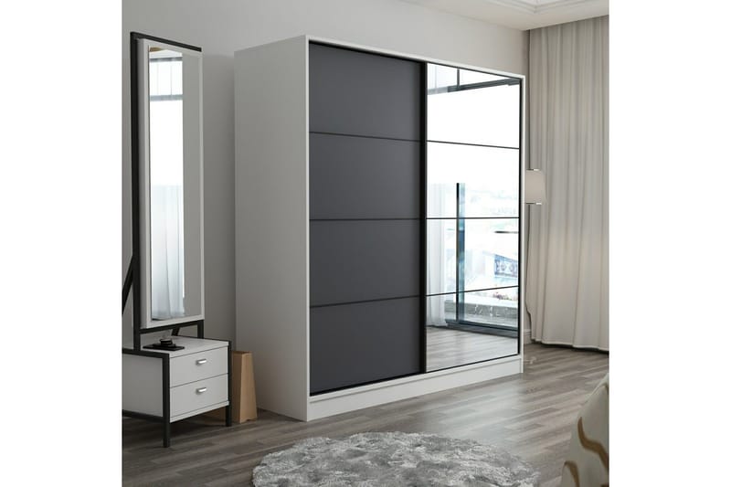 Fruitland Garderob med Spegel - Antracit - Förvaring - Garderober & garderobssystem