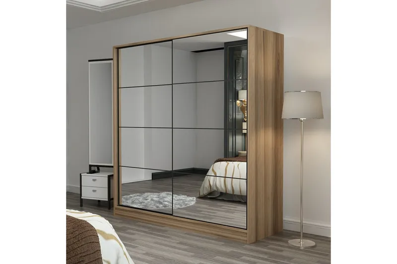 Fruitland Garderob med Spegel - Brun - Förvaring - Garderober & garderobssystem