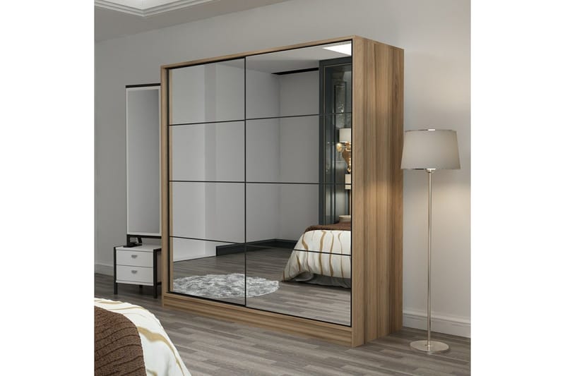 Fruitland Garderob med Spegel - Brun - Förvaring - Garderober & garderobssystem