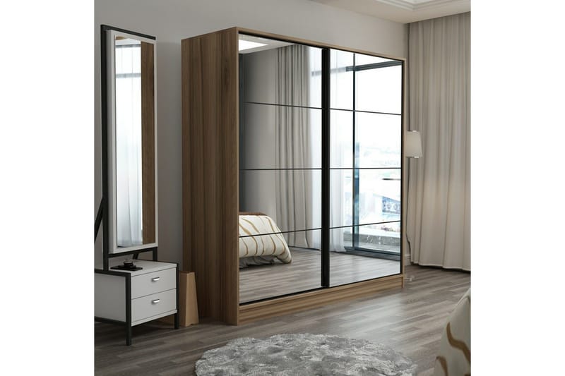 Fruitland Garderob med Spegel - Brun - Förvaring - Garderober & garderobssystem