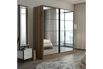 Fruitland Garderob med Spegel - Brun - Förvaring - Garderober & garderobssystem