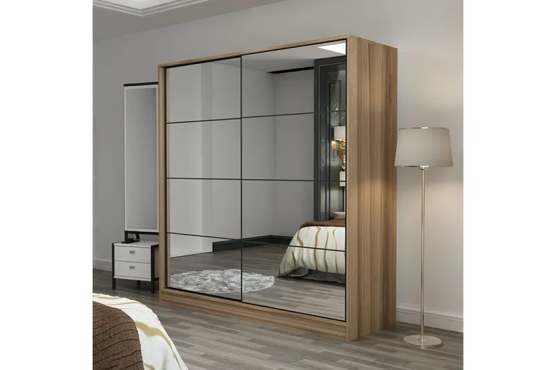 Fruitland Garderob med Spegel - Brun - Förvaring - Garderober & garderobssystem