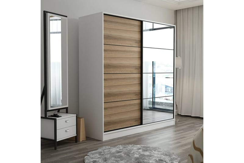 Fruitland Garderob med Spegel - Brun - Förvaring - Garderober & garderobssystem