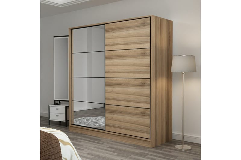 Fruitland Garderob med Spegel - Brun - Förvaring - Garderober & garderobssystem