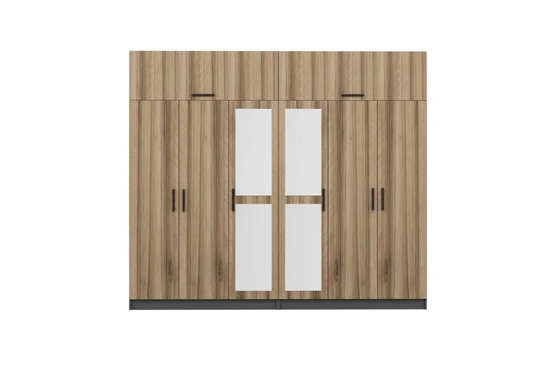 Fruitland Garderob med Spegel - Brun/Grå - Förvaring - Garderober & garderobssystem