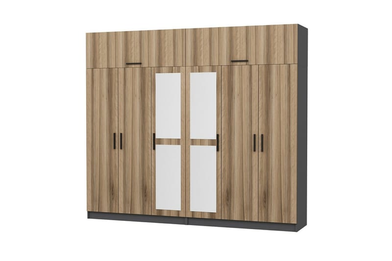 Fruitland Garderob med Spegel - Brun/Grå - Förvaring - Garderober & garderobssystem