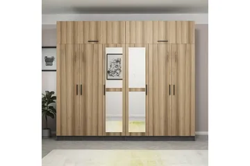 Fruitland Garderob med Spegel - Brun/Grå - Förvaring - Garderober & garderobssystem