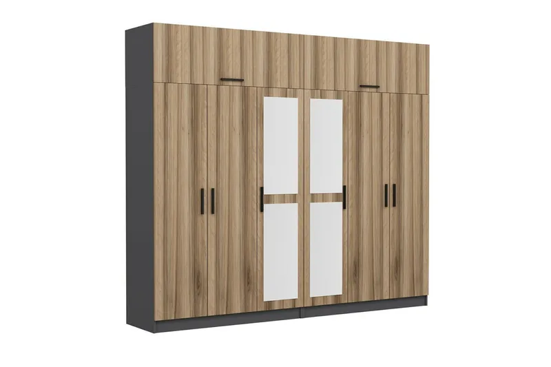 Fruitland Garderob med Spegel - Brun/Grå - Förvaring - Garderober & garderobssystem