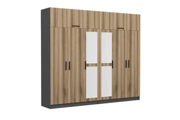 Fruitland Garderob med Spegel - Brun/Grå - Förvaring - Garderober & garderobssystem