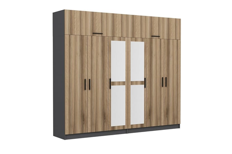 Fruitland Garderob med Spegel - Brun/Grå - Förvaring - Garderober & garderobssystem